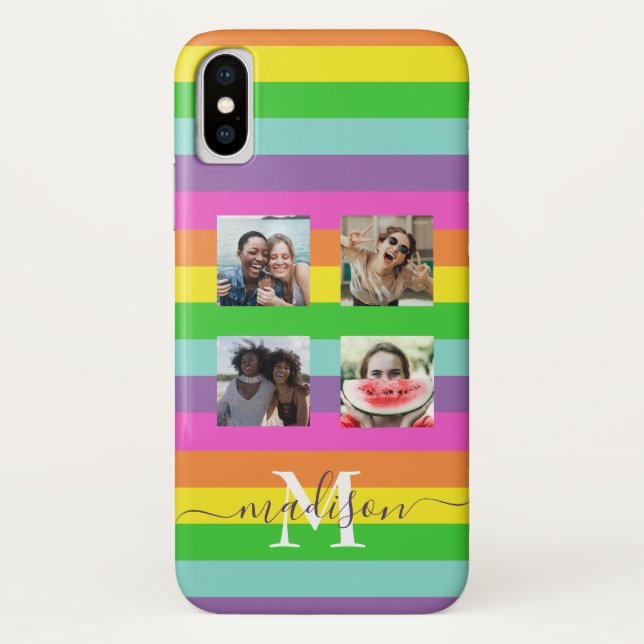 Funda De Case-Mate Para iPhone Monograma de escritura fotográfica Rainbow 4 moder (Reverso)