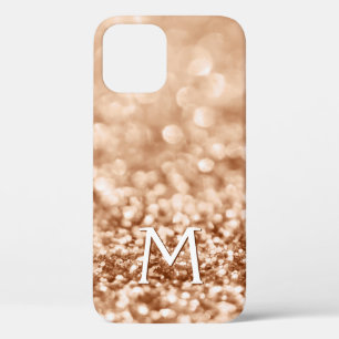Funda Para iPhone 12 Monograma de esparkles de Purpurina de oro Girator