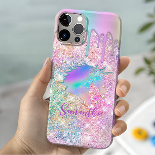 Funda Para iPhone 11 Pro Monograma de estrellas de purpurina de unicornio d