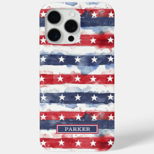 Funda Para iPhone 15 Pro Max Monograma de Estrellas y Franjas