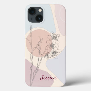 Funda Para iPhone 13 Monograma de flor de formas abstractas pastas mode