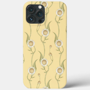 Funda Para iPhone 13 Pro Max Monograma de Flor de Margarita Amarillo Único