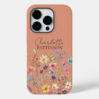Funda Para iPhone 14 Pro De Case-Mate Monograma de Flor Silvestre Botánica Elegante Melo