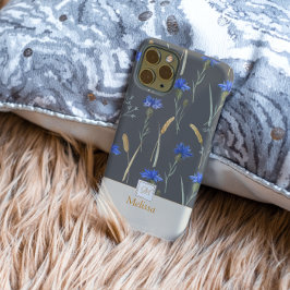 Funda Para iPhone 14 Pro De Case-Mate Monograma de flor silvestre gris floral