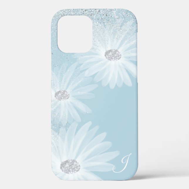 Funda De Case-Mate Para iPhone Monograma de Flores de Cinta Blanca Delicada (Reverso )