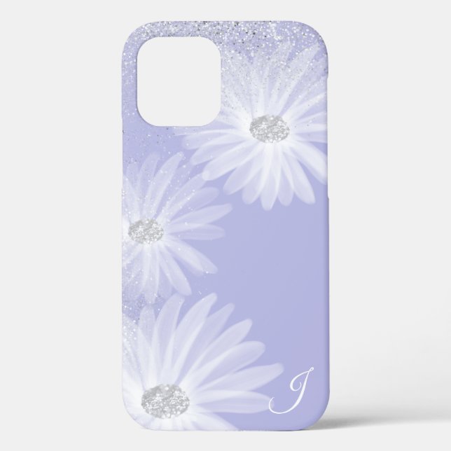 Funda De Case-Mate Para iPhone Monograma de Flores de Cinta Blanca Delicada (Reverso )