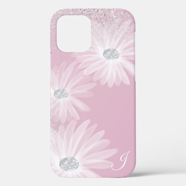Funda De Case-Mate Para iPhone Monograma de Flores de Cinta Blanca Delicada (Reverso )