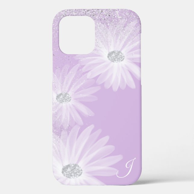 Funda De Case-Mate Para iPhone Monograma de Flores de Cinta Blanca Delicada (Reverso )