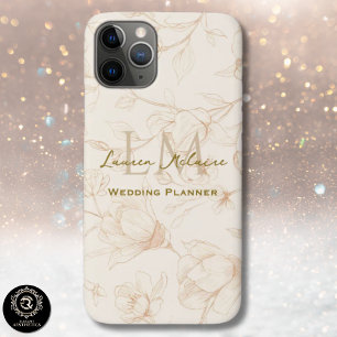Funda Para iPhone 11 Pro Monograma de flores silvestres neutrales Negocios