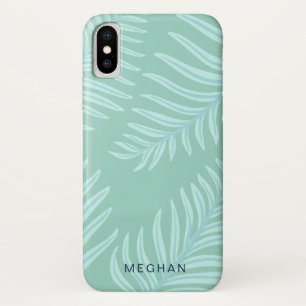 Funda Para iPhone X monograma de follaje pastel tropical