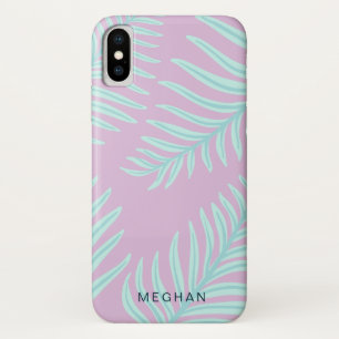 Funda Para iPhone X monograma de follaje pastel tropical