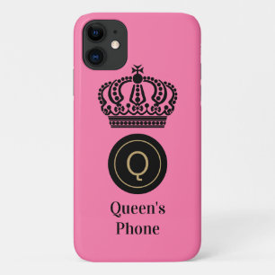 Funda Para iPhone 11 Monograma de fondo rosado del teléfono de la Reina