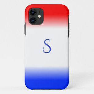 Funda Para iPhone 11 Monograma de franja roja blanca y azul