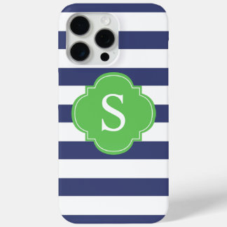 Funda Para iPhone 15 Pro Max Monograma de franjas azules y verdes