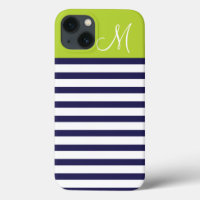 Monograma de franjas de perrito azul y verde de la