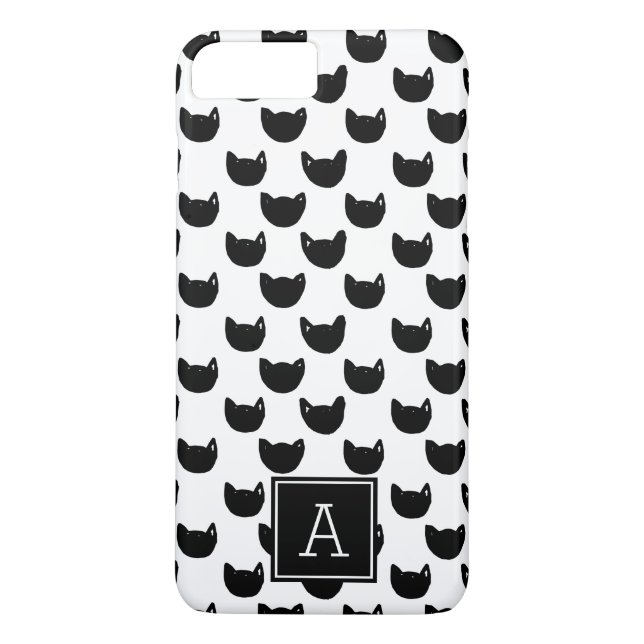 Funda De Case-Mate Para iPhone Monograma de gato negro Doodle moda Girona Persona (Reverso)