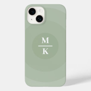 Funda Para iPhone 14 De Case-Mate Monograma de gradiente de círculo Minimalista verd