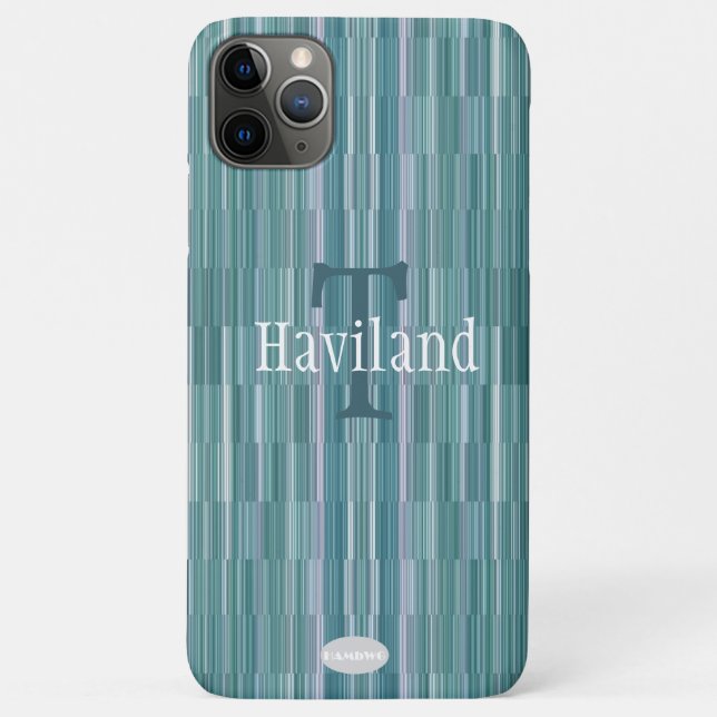 Funda De Case-Mate Para iPhone Monograma de gradiente Verde azulado ligero de HAM (Reverso)