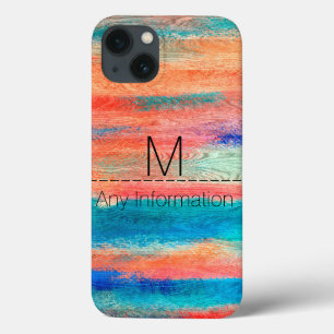 Funda Para iPhone 13 Monograma de grano de madera pintada de color #2