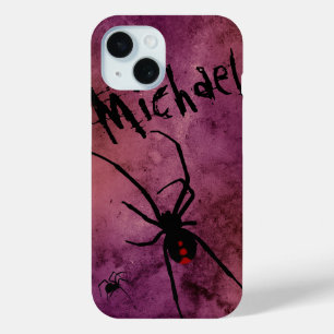 Funda Para iPhone 15 Monograma de Halloween gótico de Spider Black Widd