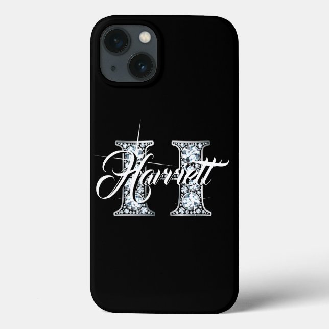 Funda De Case-Mate Para iPhone Monograma de honda de diamante falso (Reverso)