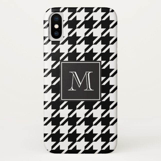 Funda De Case-Mate Para iPhone Monograma de Houndstap negro (Reverso)