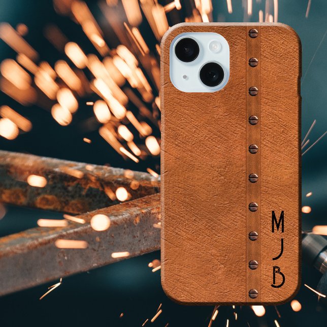 Funda De Case-Mate Para iPhone Monograma de imitación de cobre para masculina ind (Subido por el creador)