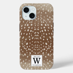 Funda Para iPhone 15 Monograma de impresión de animales de ciervo bebé