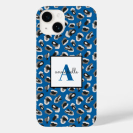 Funda Para iPhone 14 De Case-Mate Monograma de impresión de leopardo azul
