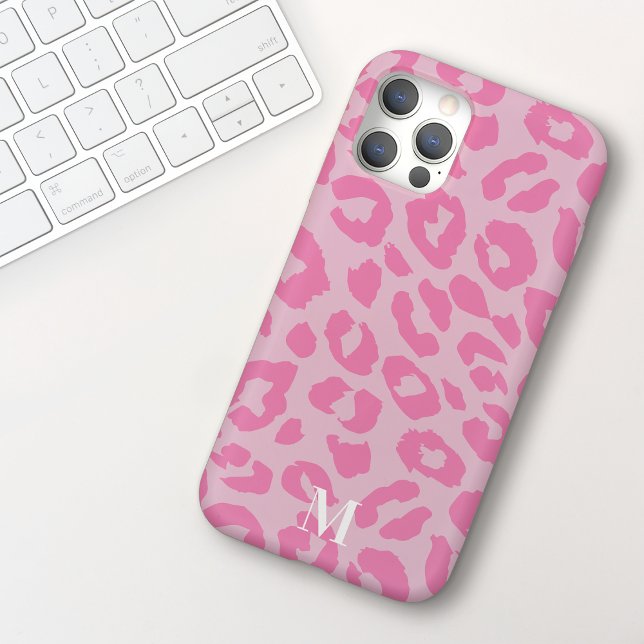 Funda De Case-Mate Para iPhone Monograma de impresión de leopardo rosa moderno di (Subido por el creador)