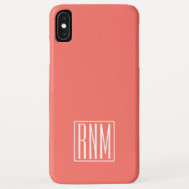 Funda Para iPhone XS Max Monograma de Iniciales | Blanco Sobre El Coral