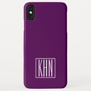 Funda Para iPhone XS Max Monograma de Iniciales   Blanco Sobre Púrpura Prof