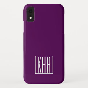 Funda Para iPhone XR Monograma de Iniciales Blanco Sobre Púrpura Prof