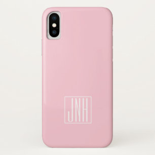 Funda Para iPhone X Monograma de iniciales Blanco sobre rosa claro