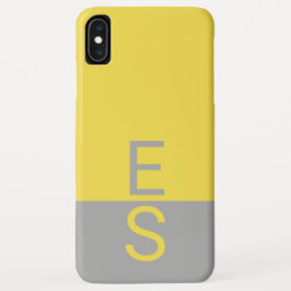 Funda Para iPhone XS Max Monograma de iniciativas modernas amarillas y gris
