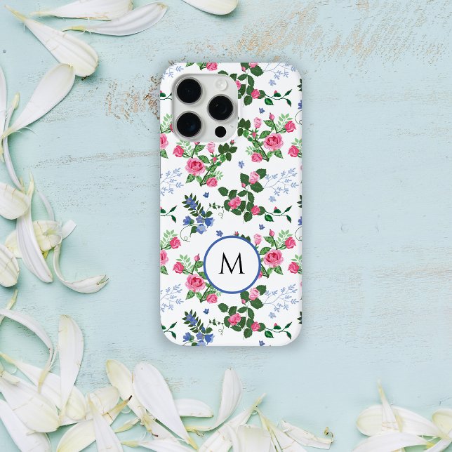 Funda De Case-Mate Para iPhone Monograma de jardín floral de bonito (Subido por el creador)