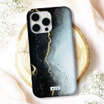 Funda Para iPhone 15 Pro Max Monograma de la acuarela azul de la Marina Etherea<br><div class="desc">Proteja su teléfono con estilo con este elegante estuche para iPhone "Ethereal Mist" que presenta un diseño cautivador y acentos falsos metálicos. Perfecto para los amantes del lujo y el arte moderno, este funda está disponible para muchos modelos de iPhone y Samsung, ofreciendo opciones de funda Barely There y Tough...</div>