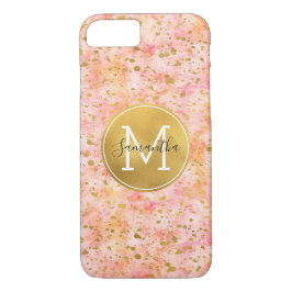 Funda Para iPhone 8/7 Monograma de la acuarela de oro rosado giratorio