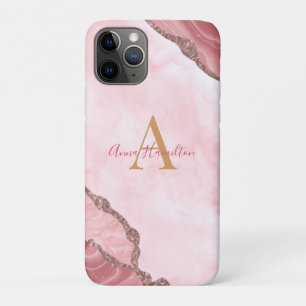 Funda Para iPhone 11 Pro Monograma de la agonía de oro rosado de Rubor de m