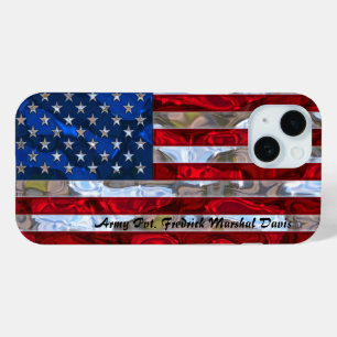 Funda Para iPhone 15 Monograma de la bandera estadounidense