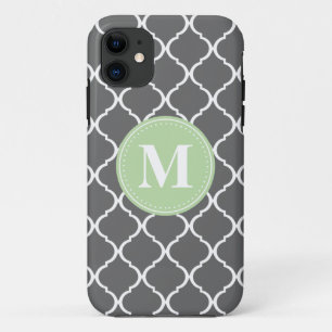 Funda Para iPhone 11 Monograma de la Casa de Entradas de Marruecos Gris
