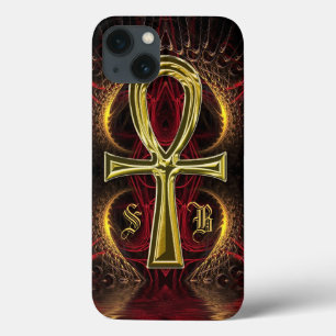 Funda Para iPhone 13 Monograma de la diosa del oro de Ankh
