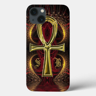 Funda Para iPhone 13 Monograma de la diosa del oro de Ankh