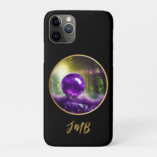 Funda De Case-Mate Para iPhone Monograma de la Fantasía Orb Ametista (Reverso)