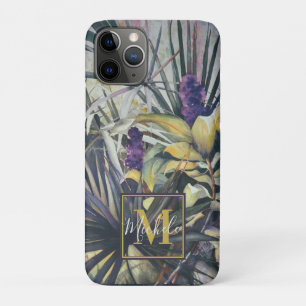 Funda Para iPhone 11 Pro Monograma de la hipoglucemia palma y púrpura