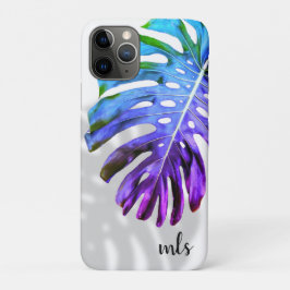 Funda Para iPhone 11 Pro Monograma de la hoja de monastera tropical con Som