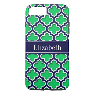 Funda Para iPhone 8 Plus/7 Plus Monograma de la Marina Esmeralda Marroquí #5DS