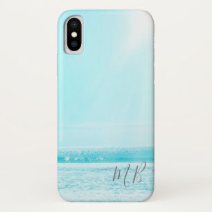 Funda Para iPhone X Monograma de la playa del océano azul