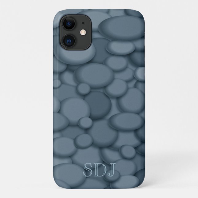 Funda De Case-Mate Para iPhone Monograma de la Roca del Río Azul (Reverso)