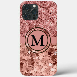 Funda Para iPhone 13 Pro Max Monograma de las estrellas del Purpurina de oro Gi